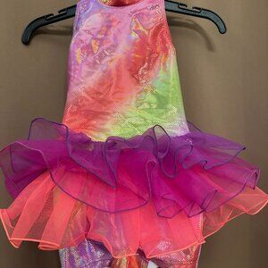 Weissman SC Costume-Purple, pink, orange, green biketard